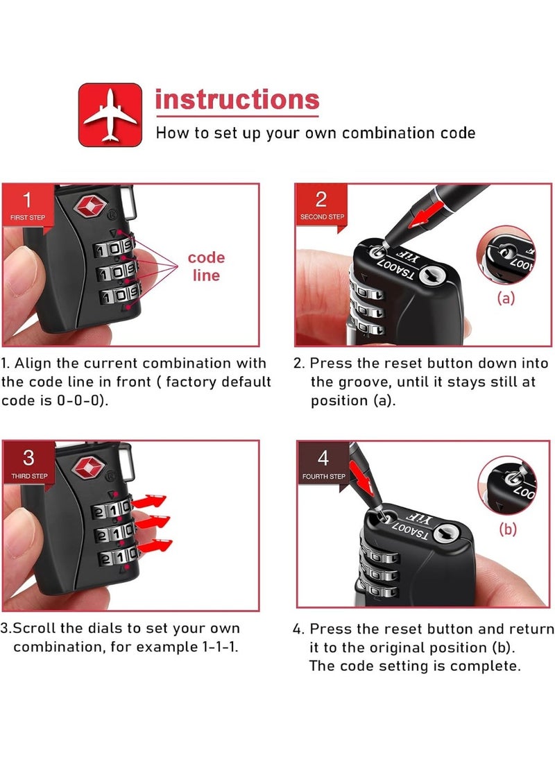 Approved Luggage Lock – 3-Digit Resettable Combination Cable Lock with 5.5-Inch Flexible Wire for Suitcases, Backpacks, Travel Bags & Small Gym Lockers (Red, 1 Pack) - Image 2