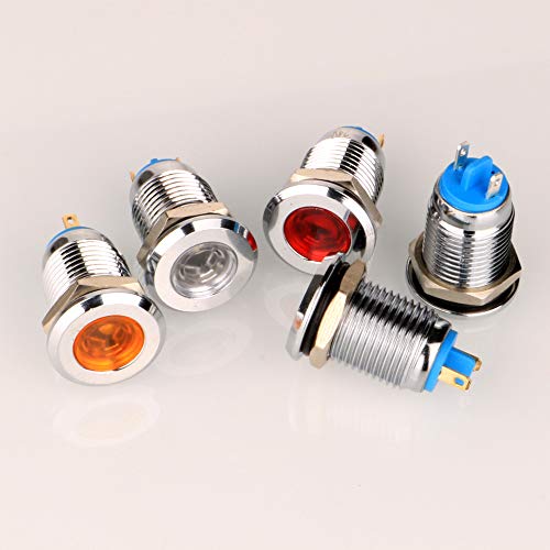 Gebildet 5pcs 12mm AC/DC 12-24V Stainless Steel Waterproof LED Indicator Light Metal Shell Pilot Custom Dash Signal Lamp Concave Head - Image 2