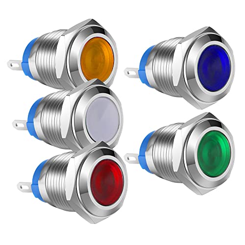 Gebildet 5pcs 12mm AC/DC 12-24V Stainless Steel Waterproof LED Indicator Light Metal Shell Pilot Custom Dash Signal Lamp Concave Head - Image 1