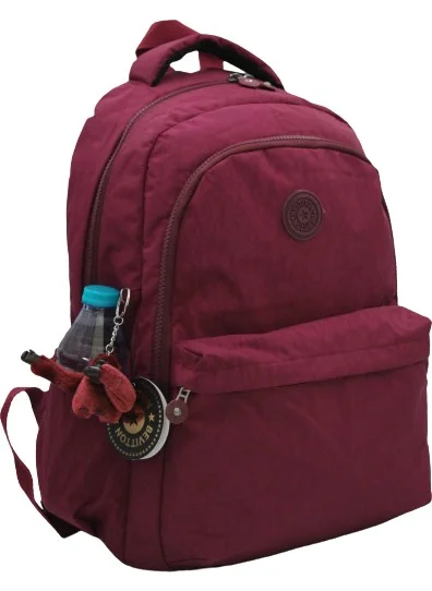 Bevitton Crinkle Waterproof Fabric School Backpack 2200 burgundy