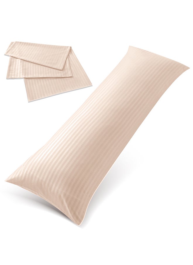 Hotel Linen Klub - Hotel Linen Klub Long Body 1Pc Stripe Pillowcase - 100% Microfiber  with envelope closure, Soft and Durable Quality, Size : 45 x 125cm , Cream - Image 1
