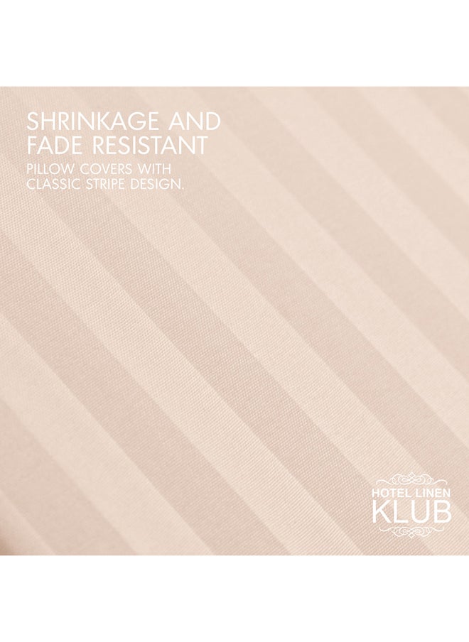 Hotel Linen Klub - Hotel Linen Klub Long Body 1Pc Stripe Pillowcase - 100% Microfiber  with envelope closure, Soft and Durable Quality, Size : 45 x 125cm , Cream - Image 1