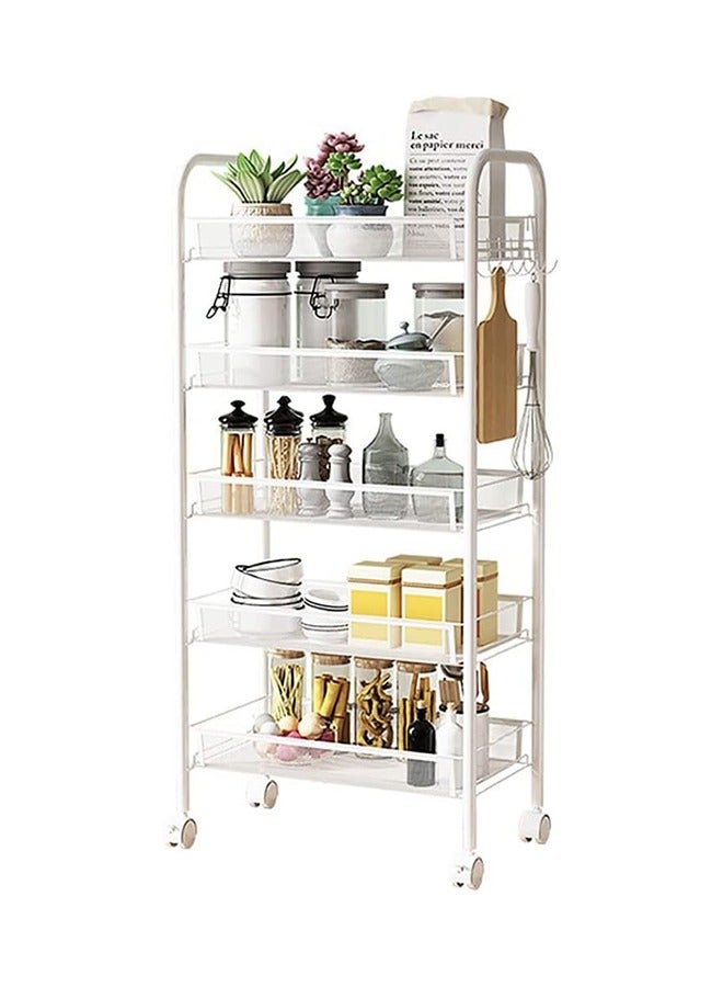 JCB CHIC Kitchen Storage Rack Rolling Fruit Vegetable Storage Basket Floorstanding Storage Shelf with Wheels for Living Room Bedroom Bathroom Kitchen Laundry Room Home Office Utility Cart - Image 1