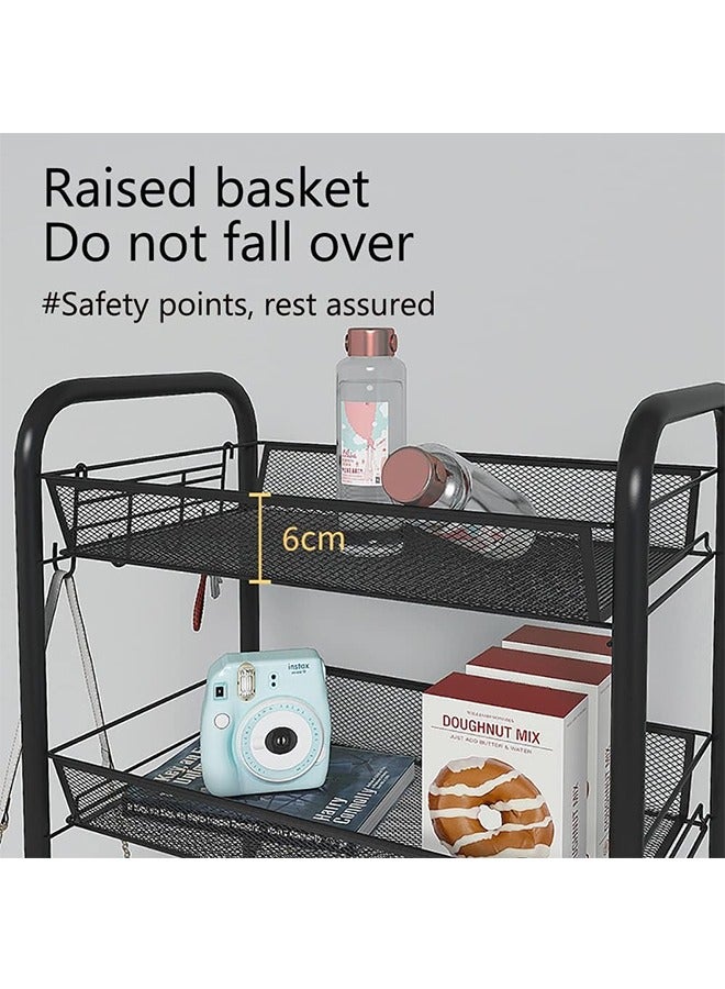 JCB CHIC Kitchen Storage Rack Rolling Fruit Vegetable Storage Basket Floorstanding Storage Shelf with Wheels for Living Room Bedroom Bathroom Kitchen Laundry Room Home Office Utility Cart - Image 5