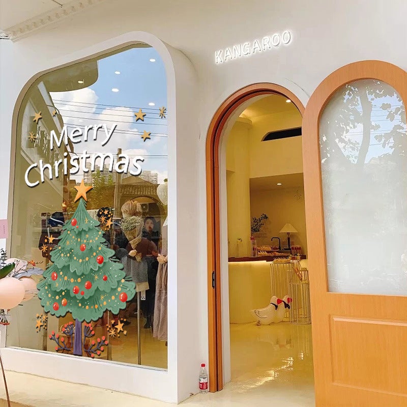 2026 New Year And Christmas Decorative Glass Stickers Abstract Christmas Tree Electrostatic Stickers Window Stickers Door Stickers Window Stickers Wall Stickers - Image 4