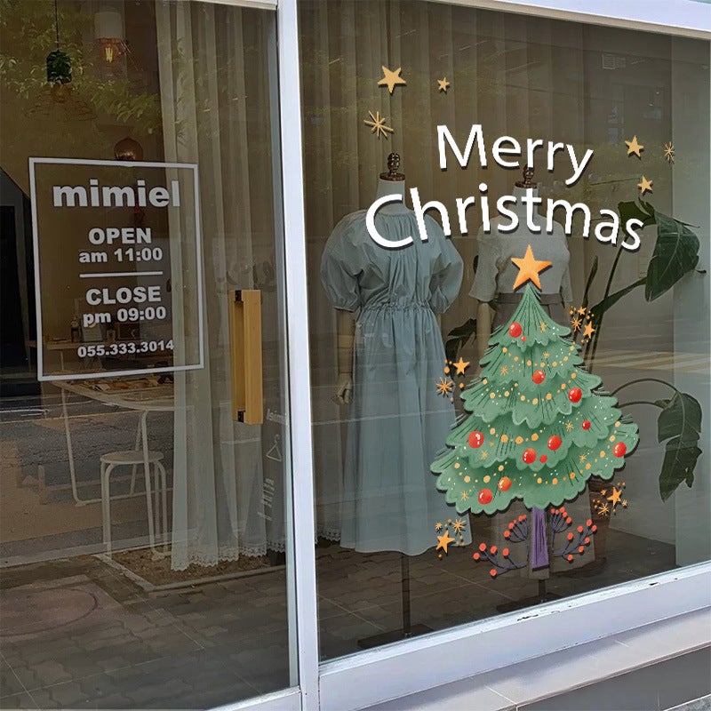 2026 New Year And Christmas Decorative Glass Stickers Abstract Christmas Tree Electrostatic Stickers Window Stickers Door Stickers Window Stickers Wall Stickers - Image 5