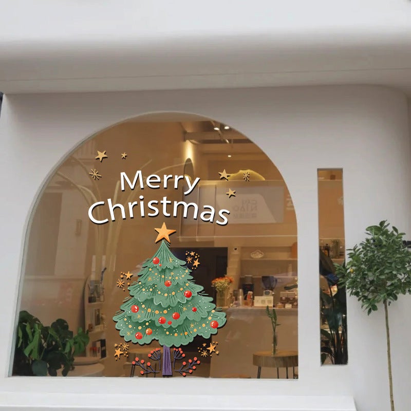 2026 New Year And Christmas Decorative Glass Stickers Abstract Christmas Tree Electrostatic Stickers Window Stickers Door Stickers Window Stickers Wall Stickers - Image 3