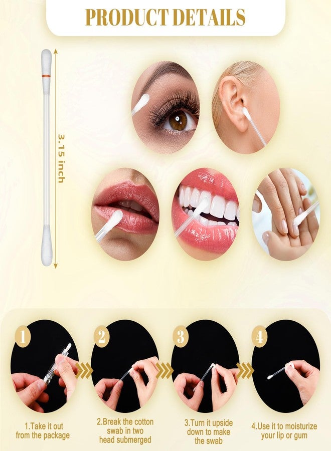 Hoolerry هوليري 400 قطعة زيت فيتامين E لأحمر الشفاه أعواد قطنية قابلة للتصرف أدوات تطبيق زيت فيتامين E مضادة للجفاف رطوبة أعواد قطنية لحماية الشفاه قبل تبييض الأسنان - Image 2