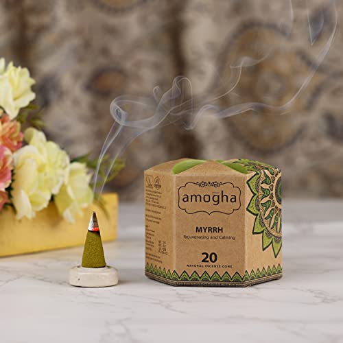Amogha Incense Cone in a Hexa krafted Box with Flower Lock top-Set of 4 - Fragrance Myrrh - Image 2