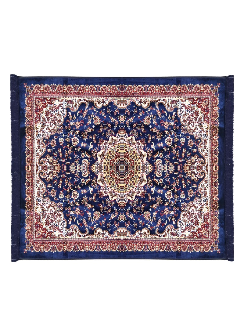 Shine Raymond Home Area Rugs Short Pile Carpet for Living Room Bedroom Yarn Dyed Anti Slip Carpet 650 GSM Pile 4 MM  - (120 * 180 CM) Blue  - Image 1