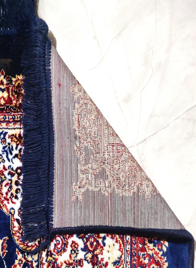 Shine Raymond Home Area Rugs Short Pile Carpet for Living Room Bedroom Yarn Dyed Anti Slip Carpet 650 GSM Pile 4 MM  - (120 * 180 CM) Blue  - Image 2
