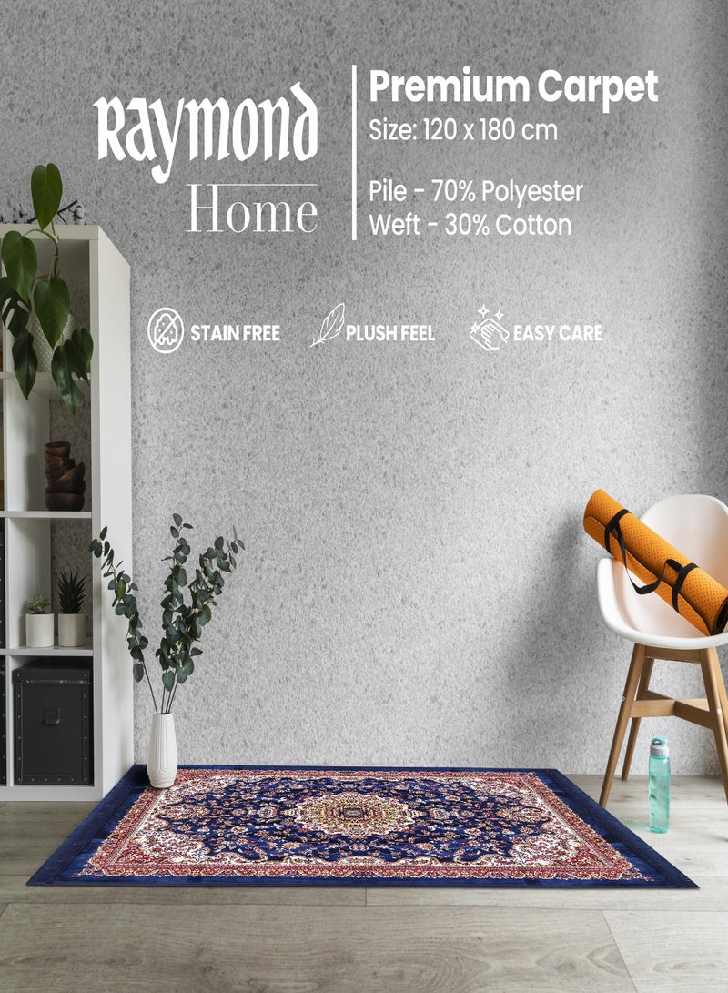 Shine Raymond Home Area Rugs Short Pile Carpet for Living Room Bedroom Yarn Dyed Anti Slip Carpet 650 GSM Pile 4 MM  - (120 * 180 CM) Blue  - Image 4