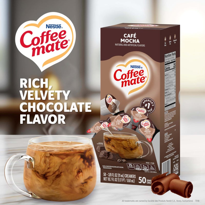 Coffee Mate Nestle Coffee mate Coffee Creamer, Cafe Mocha, Liquid Creamer Singles, Non Dairy, No Refrigeration, 0.375 fl oz Tubs (Pack of 200) - Image 2