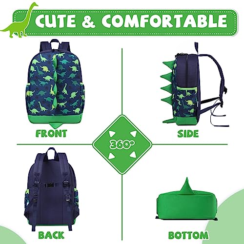 VASCHY Dinosaur Toddler Backpacks, Cute Water Resistant Little Boys Girls Backpack Chest Strap for Kindergarten,Rucksack Schoolbag Bookbag for Kids Green - Image 5