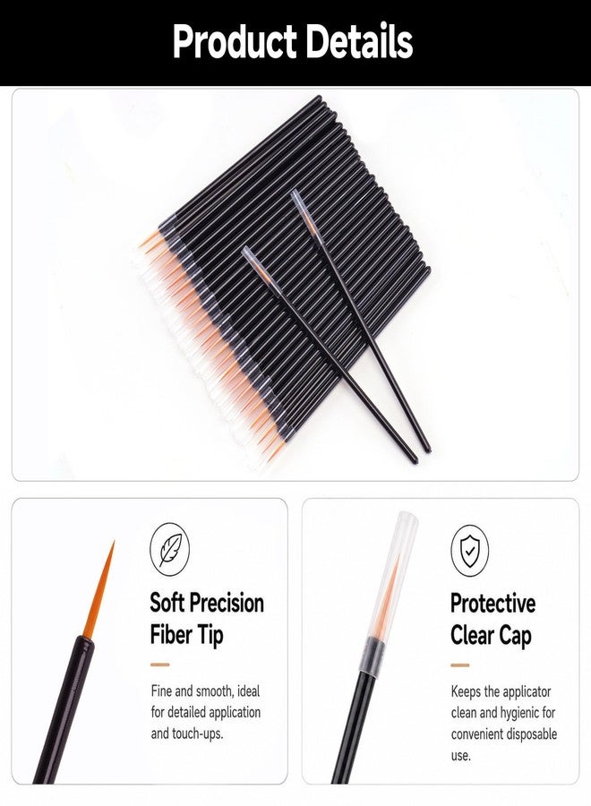 G2PLUS 100Pcs Disposable Eyeliner Brushes, Pointed Makeup Applicators with Brown Tips, Eyelash Serum Wands & Eyeshadow Applicators for Precision Eye Makeup, Beauty Salon Tools - Image 4