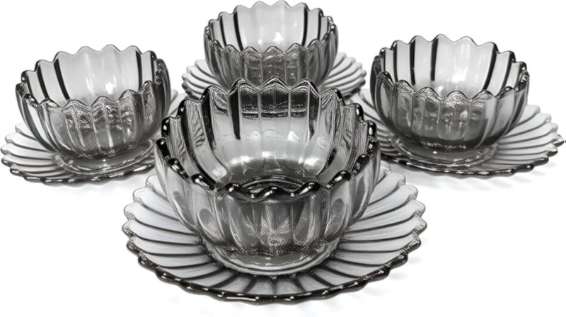 طقم تقديم متعدد الاستخدامات من الكريستال - 12 قطعة للحلويات والسلطات والمخللات ومزيج المكسرات، مناسب للتجمعات الأنيقة والاستخدام اليومي (فامية)
