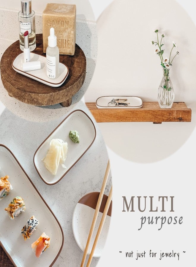 Mora Mini Ceramic Decorative Tray, 6.4 x 3.2 Inch Palm Sized Rectangle Dish for Jewelry, Perfume, Makeup, Accessories, Candle, Cute Organizer for Bathroom Vanity, Bedside, or Kitchen Counter, White - Image 5