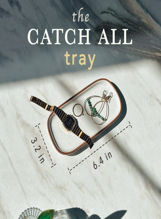 Mora Mini Ceramic Decorative Tray, 6.4 x 3.2 Inch Palm Sized Rectangle Dish for Jewelry, Perfume, Makeup, Accessories, Candle, Cute Organizer for Bathroom Vanity, Bedside, or Kitchen Counter, White - Image 2