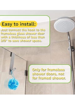 KASTWAVE Shower Door Hooks Shower Towel Hangers Over Glass Door Shower Towel Rack Stainless Steel Towel Holder Towel Hanger Hooks for Bathroom Frameless Glass Shower Decor 3 Pieces 5.1 Inches (Silver)  - Image 4