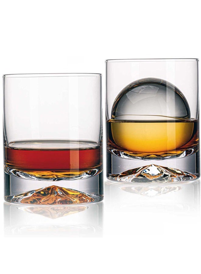 JBHO Hand Blown Crystal Double Old Fashioned Cocktail, Solid Whiskey Glasses, Rocks Glasses, Lowball Glasses - 12 Ounce - set of 2 - Perfect Size for Oversized Ice Cubes - Image 1