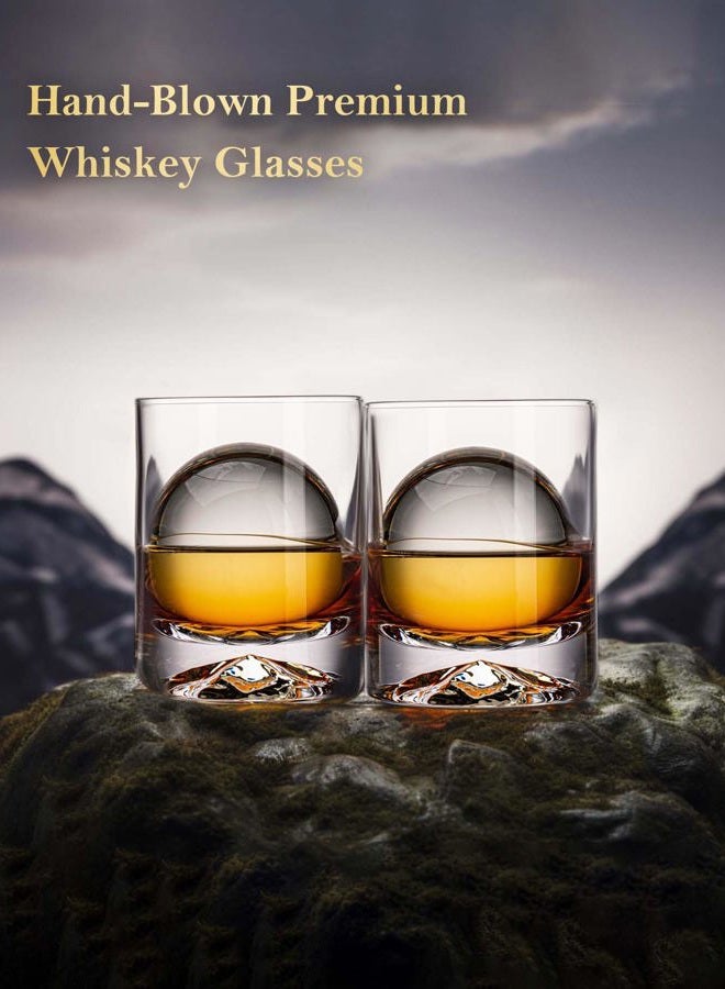 JBHO Hand Blown Crystal Double Old Fashioned Cocktail, Solid Whiskey Glasses, Rocks Glasses, Lowball Glasses - 12 Ounce - set of 2 - Perfect Size for Oversized Ice Cubes - Image 3