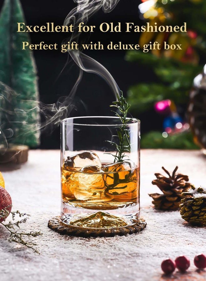 JBHO Hand Blown Crystal Double Old Fashioned Cocktail, Solid Whiskey Glasses, Rocks Glasses, Lowball Glasses - 12 Ounce - set of 2 - Perfect Size for Oversized Ice Cubes - Image 4