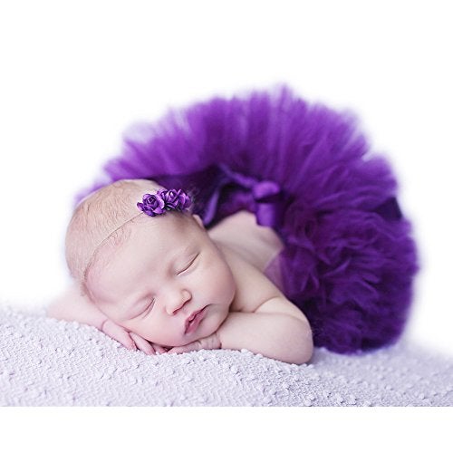 Hobees Hobees Fashion Unisex Newborn Girl Baby Outfits Photography Props Headdress Tutu Skirt (Purple)  - Image 1