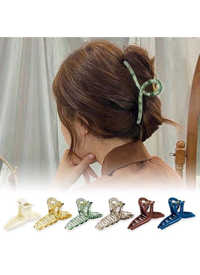 ANNACREATIONS - Fashionable Fancy Korean Stylish Large Shark Teeth Transparent Hair Clips Big Size Thick Hair On Slip Strong Hold Claw Clutches Hair Accessories For Women Girl (Pack Of 6) - Image 1