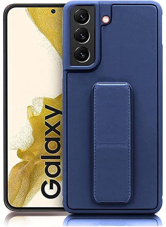 اس-توب حافظة حماية رفيعة من السيليكون والجلد الصناعي مع حزام معصم معزز لهاتف Samsung Galaxy S21 Fe 5G أزرق داكن - Image 1