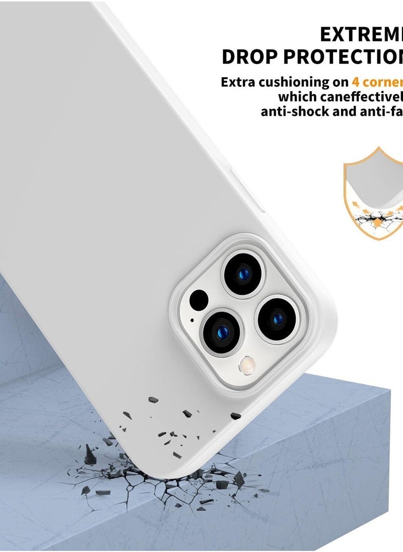 Raxoom Designed For iPhone 14 Pro, Silicone Slim Shockproof Case with Soft Scratch Resistant Microfiber Liner, [Enhanced Camera Protection] 6.1"(White) - Image 4