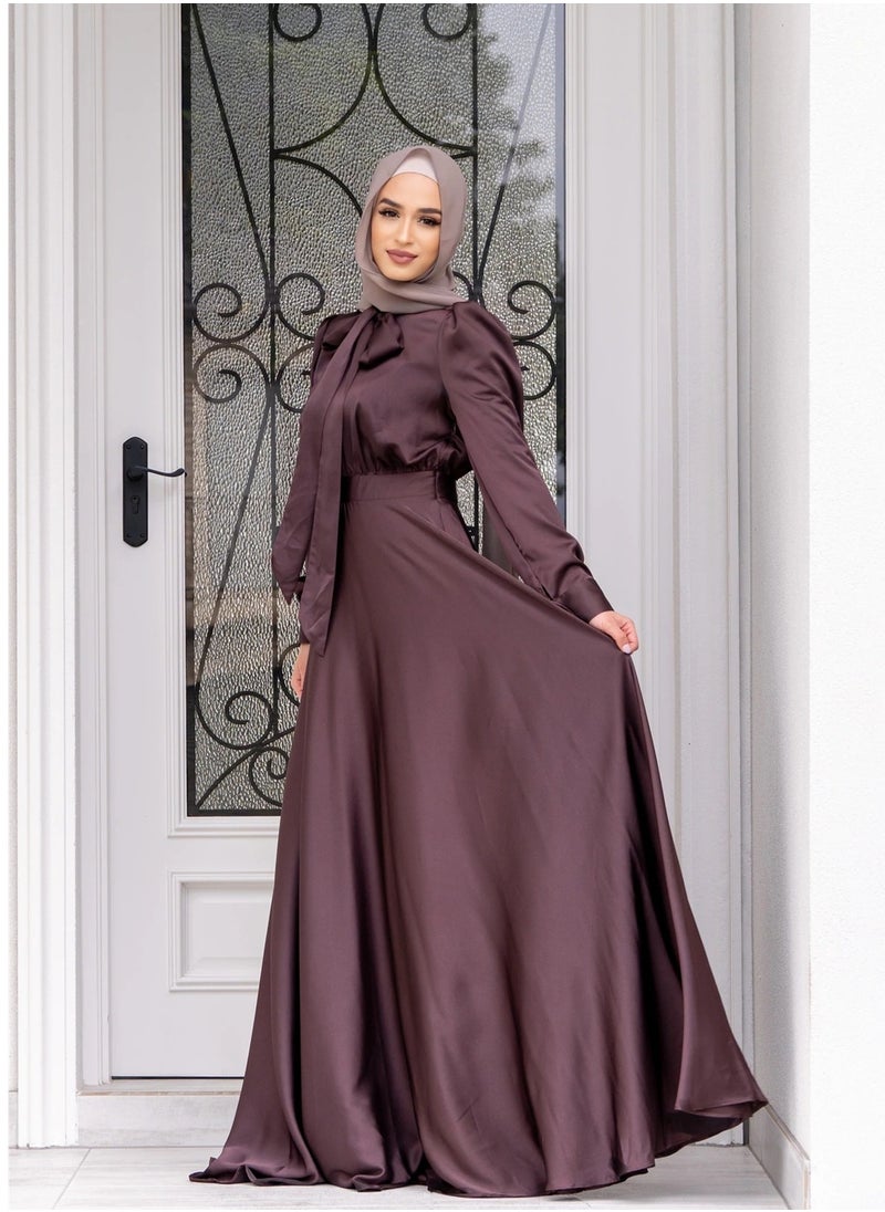 Generic - Elegant Muslim Satin Maxi Dress – Modest Fashion with Flared Hem, Available in Three Colors and Multiple Sizes - Image 1