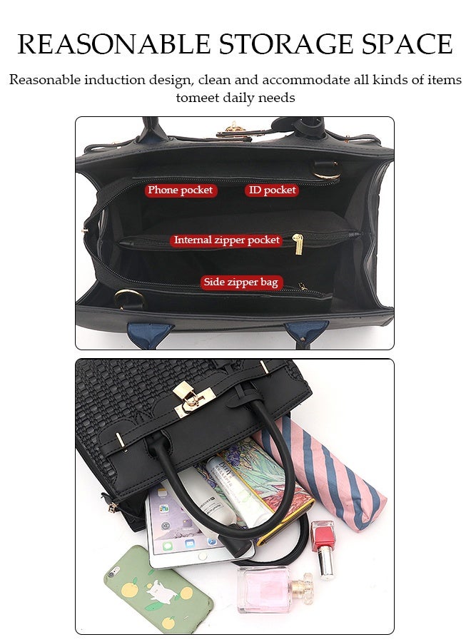 DUNISO Women's Fashion Large Capacity Lockable Handbag, Popular Synthetic Leather Crossbody Bag, Top Handle, Travel Shoulder Bag, Casual Women Bag, Suitable for Shopping and Dating, Black  - Image 4