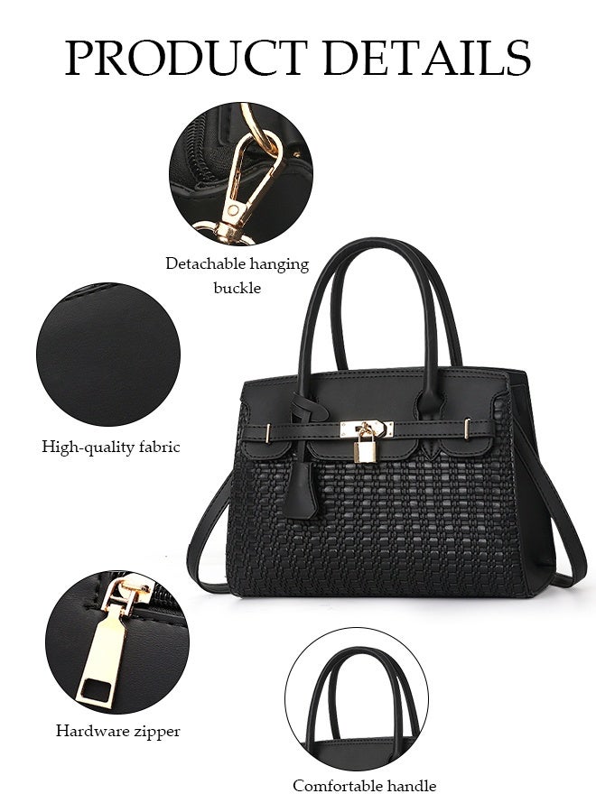 DUNISO Women's Fashion Large Capacity Lockable Handbag, Popular Synthetic Leather Crossbody Bag, Top Handle, Travel Shoulder Bag, Casual Women Bag, Suitable for Shopping and Dating, Black  - Image 5
