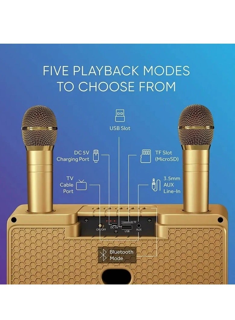 Wireless Bluetooth Speakers, Double Chorus Speaker With Two Microphones, Easy To Carry Portable Karaoke Machine, Lightweight Durable Music Player For Indoor Outdoor, (1pc, Purple) - Image 3