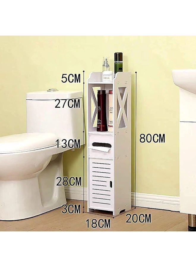LINGWEI Bathroom Storage Stand 18x80x20cm Floor Standing Waterproof Cabinet White Toilet Slim Shelf Organizer Phone Stand - Image 3