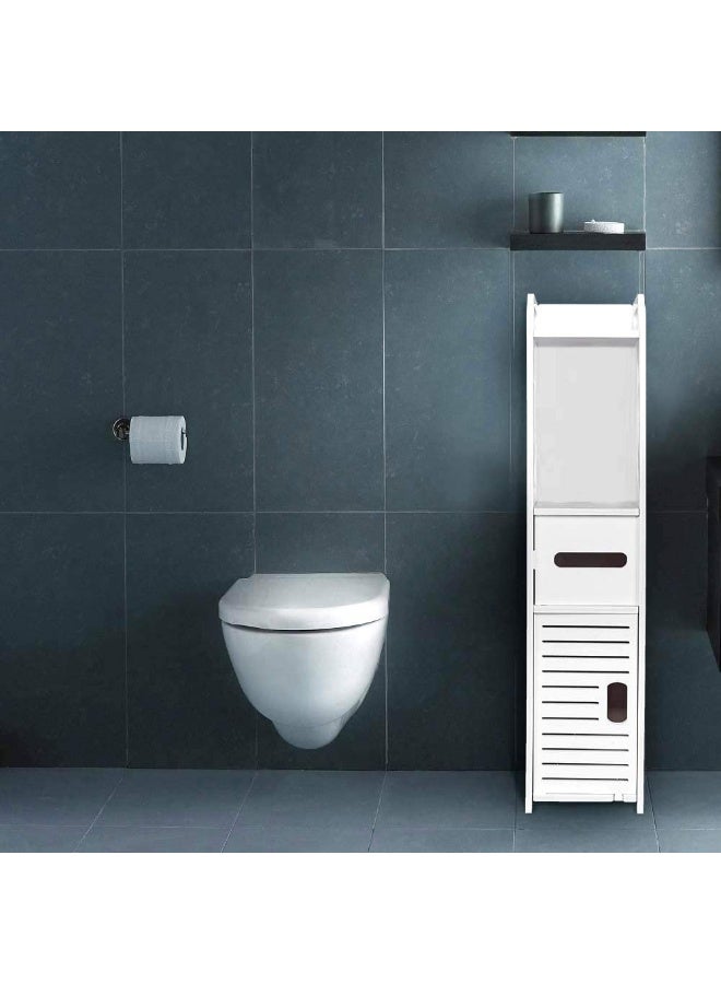 LINGWEI Bathroom Storage Stand 18x80x20cm Floor Standing Waterproof Cabinet White Toilet Slim Shelf Organizer Phone Stand - Image 2