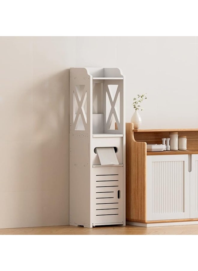 LINGWEI Bathroom Storage Stand 18x80x20cm Floor Standing Waterproof Cabinet White Toilet Slim Shelf Organizer Phone Stand - Image 4