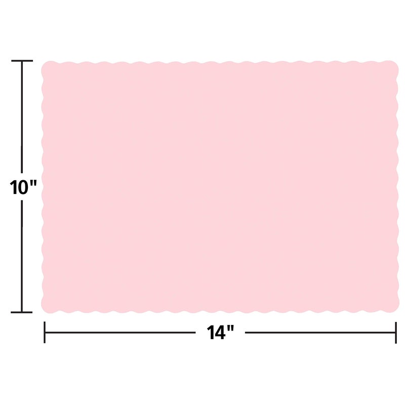 Hoffmaster 310558 Paper Placemat  13-1/2"" Length x 9-1/2"" Width  Scalloped Edge  Pink (Case of 1000)
