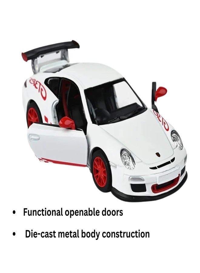 Mayatra's Kins Mart Pull Back Toy Cars for Kids | Friction Powered Push & Go Mini Die-Cast Style Vehicle | Toddler & Kids Play Toy Gift (Pack of 1) (White-911GT3-Model-16) - Image 3