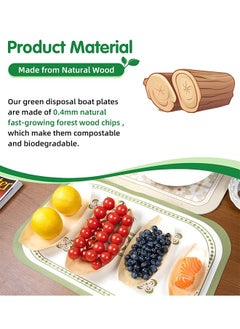 Lemon 100Pcs Bamboo Wooden Boat Plates Set,  Disposable Mini Sushi Boat, Serving Trays for Catering & Home Use, Eco-Friendly Bamboo Leaf Food Containers, 11cm x 5.5cm  - Image 3