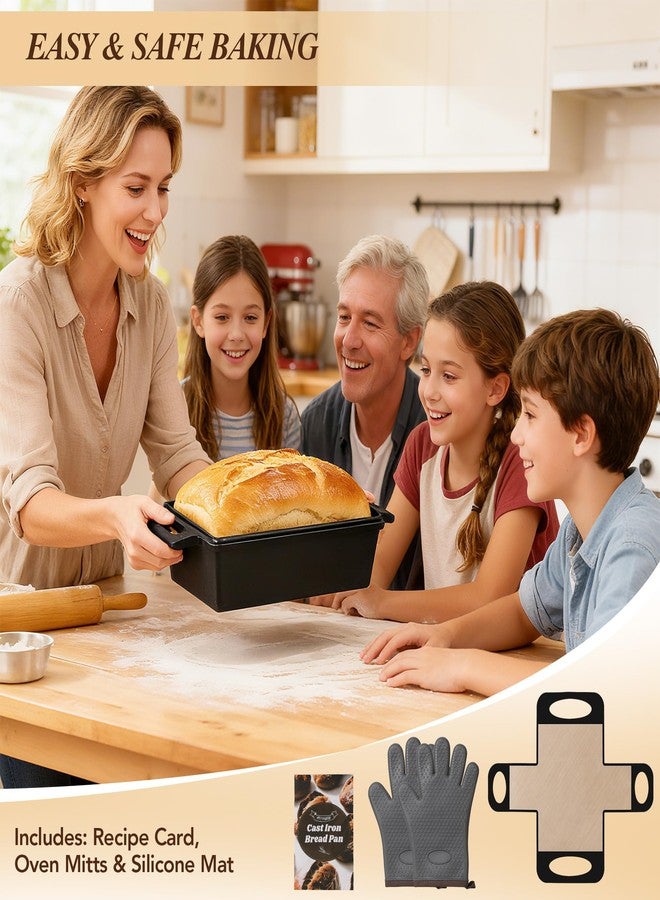 ROTTOGOON 2 in 1 Cast Iron Loaf Pan with Lid,Even Heat Distribution Bread Baking Pans for Sourdough, Homemade Bread,Cake and Meatloaf - Image 5