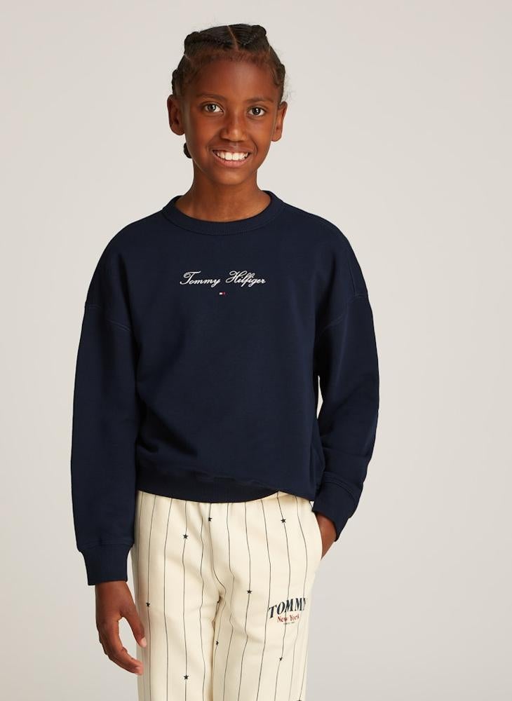 TOMMY HILFIGER - Kids Essential Logo Crew Neck Sweatshirt - Image 1