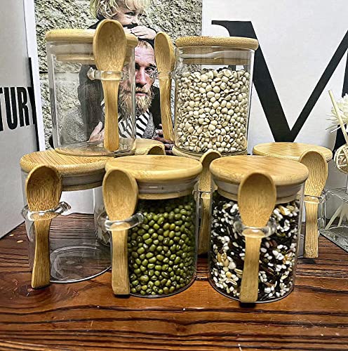 Livejun 7.6 oz Airtight Mini Glass Jars with Bamboo Lids and Bamboo Spoons, Spice Jars Small Food Storage Containers for Kitchen, Bathroom, Home Decor Set of 8 - Image 5