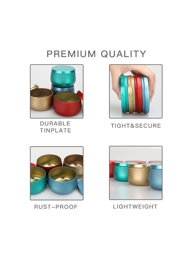 علب شموع سعة 8 أونصات، برطمانات لصنع الشموع، تخزين جاف، علب شموع صغيرة، مستلزمات حفلات صنع الشموع، علب معدنية للسفر مع أغطية قابلة للانزلاق، علب شموع مع أغطية، بالجملة، تخزين الفنون والحرف (24 قطعة) - Image 5