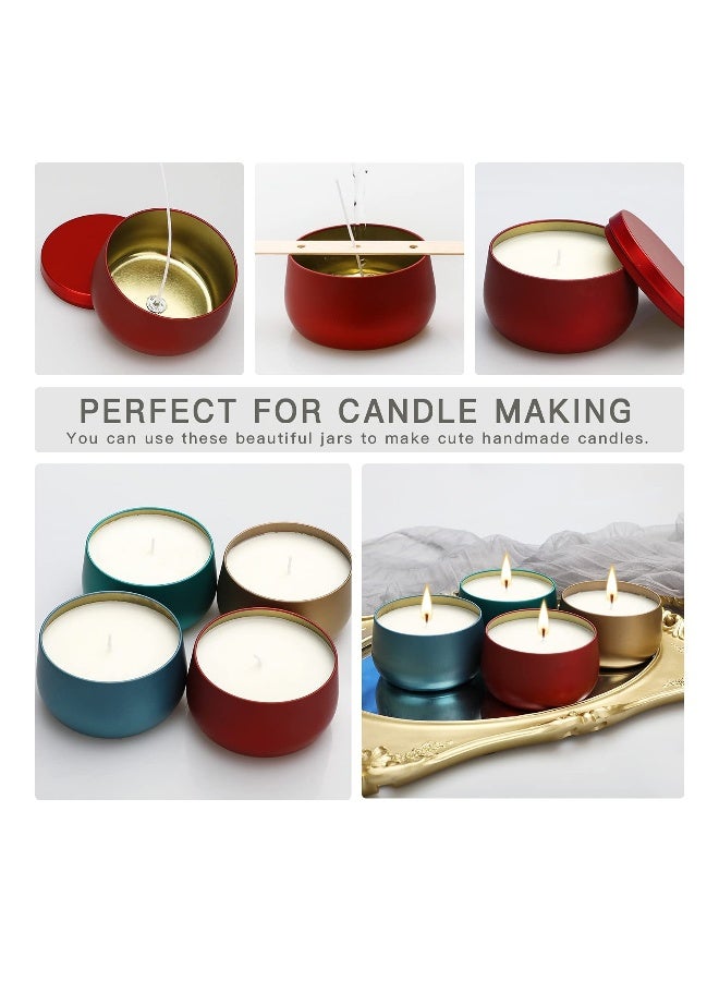علب شموع سعة 8 أونصات، برطمانات لصنع الشموع، تخزين جاف، علب شموع صغيرة، مستلزمات حفلات صنع الشموع، علب معدنية للسفر مع أغطية قابلة للانزلاق، علب شموع مع أغطية، بالجملة، تخزين الفنون والحرف (24 قطعة) - Image 2