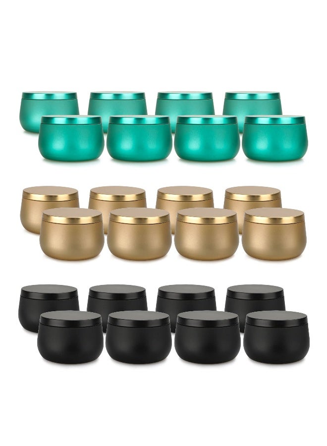 علب شموع سعة 8 أونصات، برطمانات لصنع الشموع، تخزين جاف، علب شموع صغيرة، مستلزمات حفلات صنع الشموع، علب معدنية للسفر مع أغطية قابلة للانزلاق، علب شموع مع أغطية، بالجملة، تخزين الفنون والحرف (24 قطعة) - Image 1