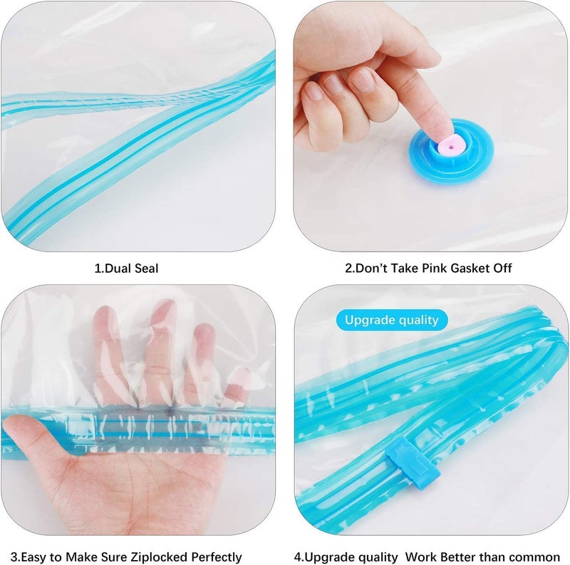 krupasadhya Reusable Ziplock Vacuum Bags for Clothes with Pump space saver vacuum storage bag for Travel Pillow BlanketStorage CLoth Bags5 pcs1 pcLarge 2 pcsMedium 2 pcs Small - Image 5