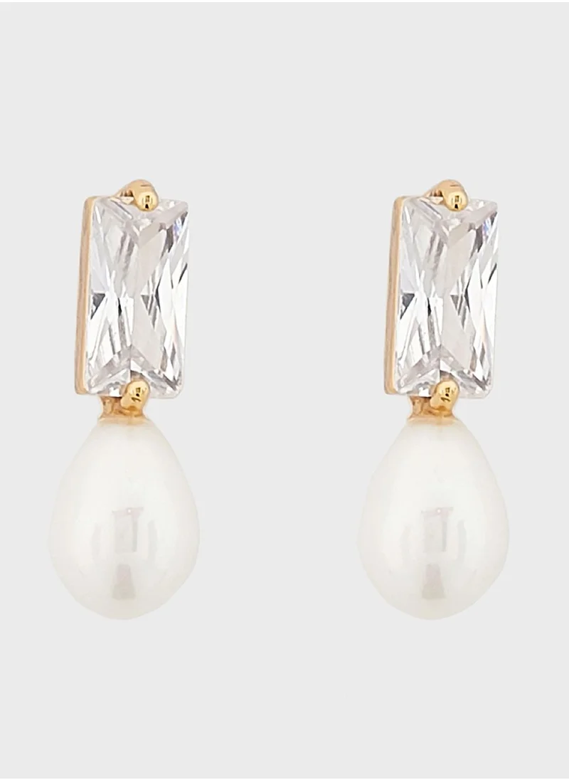 ELLA Teardrop Pearl Crystal Stud Earrings