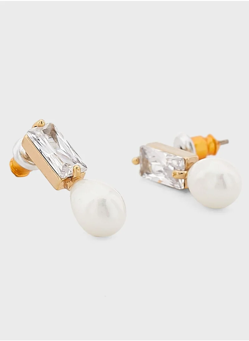 ELLA Teardrop Pearl Crystal Stud Earrings
