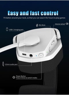 نوبو سماعة ألعاب G06، سماعات رأس لاسلكية للألعاب مع ميكروفون لأجهزة PS5 وPS4 والكمبيوتر الشخصي والتبديل، تصميم مريح، 2.4 جيجا هرتز لاسلكي + مشغلات بلوتوث 50 مم، أبيض  - Image 3